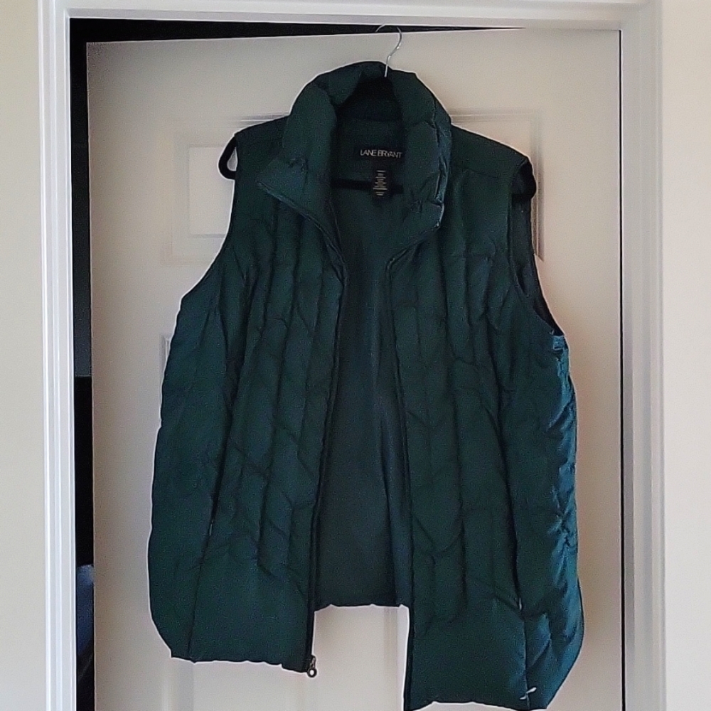 Forest Green, Lane Bryant puffy zip up Vest size 18-20